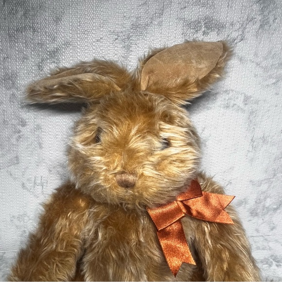 Furry Brown Stuffed Bunny Plush. Approx 10" tall. - Picture 3 of 8